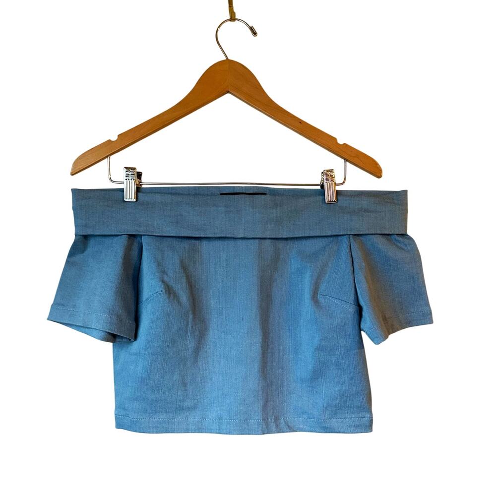 3x1 Denim Off Shoulder Jean Crop Top sz M
